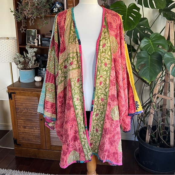 Kantha Bae Gaia Colorful Floral Kimono NWOT OS - Picture 13 of 16